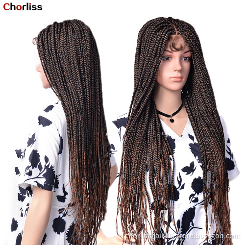 Newest Top Box Twist Braids Wigs With Baby Hair 28 Inch Fully Handmade 4X4 Synthetic Lace Frontal Braided Hair Extensions